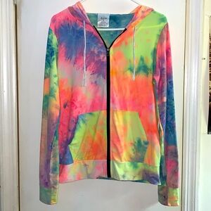 Neon tie dye zip up hoodie 💚🩷💛🧡🩵